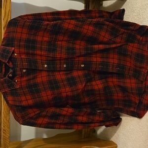 G.H. Bass & Co. Red and Black Plaid Flannel Shirt